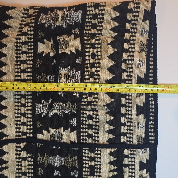 Jane Ashley Tapestry Aztec Southwest Print Cotton Black and Ivory Jacket Blazer - Picture 11 of 13